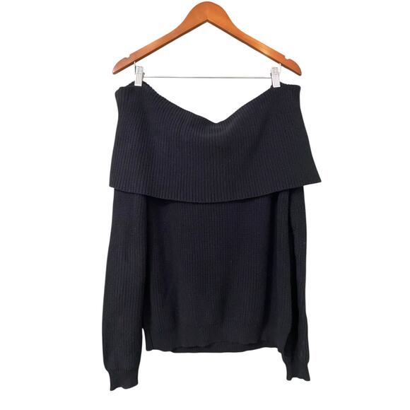 Lovers + Friends Revolve Vylette Sweater Large Black Off The Shoulder Knit - Picture 9 of 11